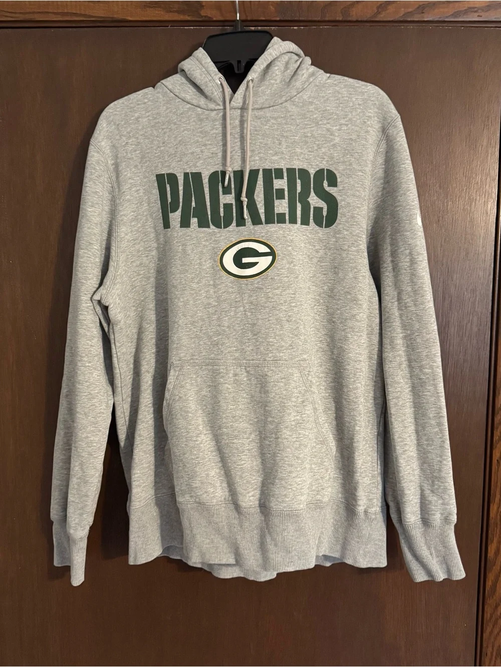 Nike Gray Packers Pullover Hoodie with Green Logo
